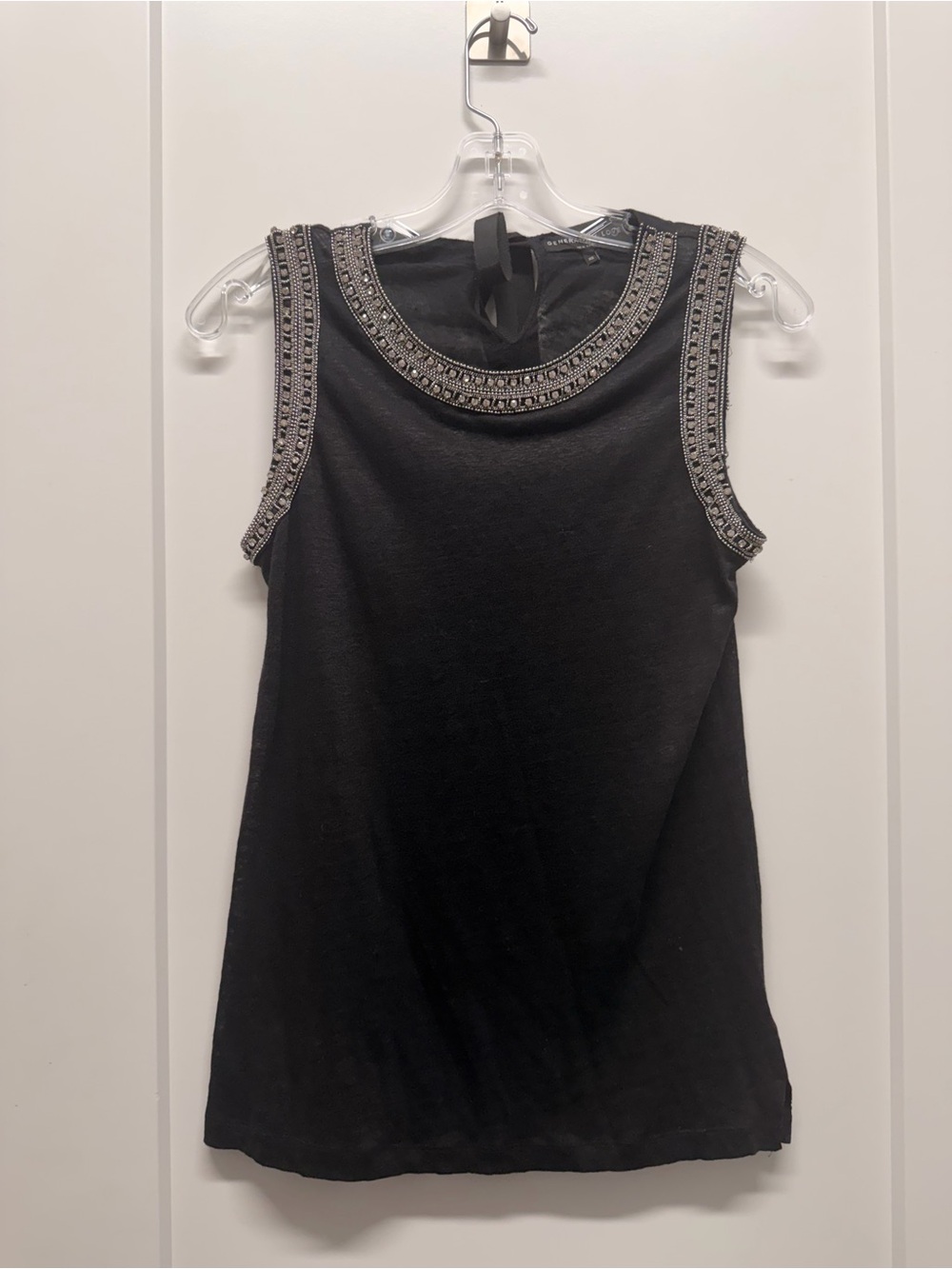 GENERATION LOVE Sleeveless Black Embellished Neckline Tank Top